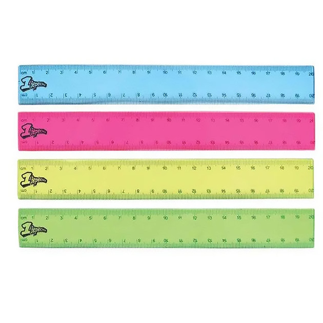 Ruler 20 cm sq. "1B" /370332/ transparent colored (1/48)