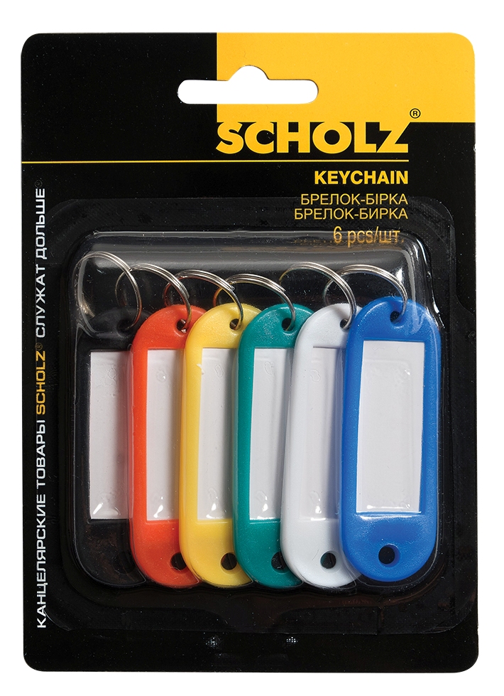 Брелок - бирка "SCHOLZ" /4401/ пластик, кол. асорті (уп 6шт) (1/24)