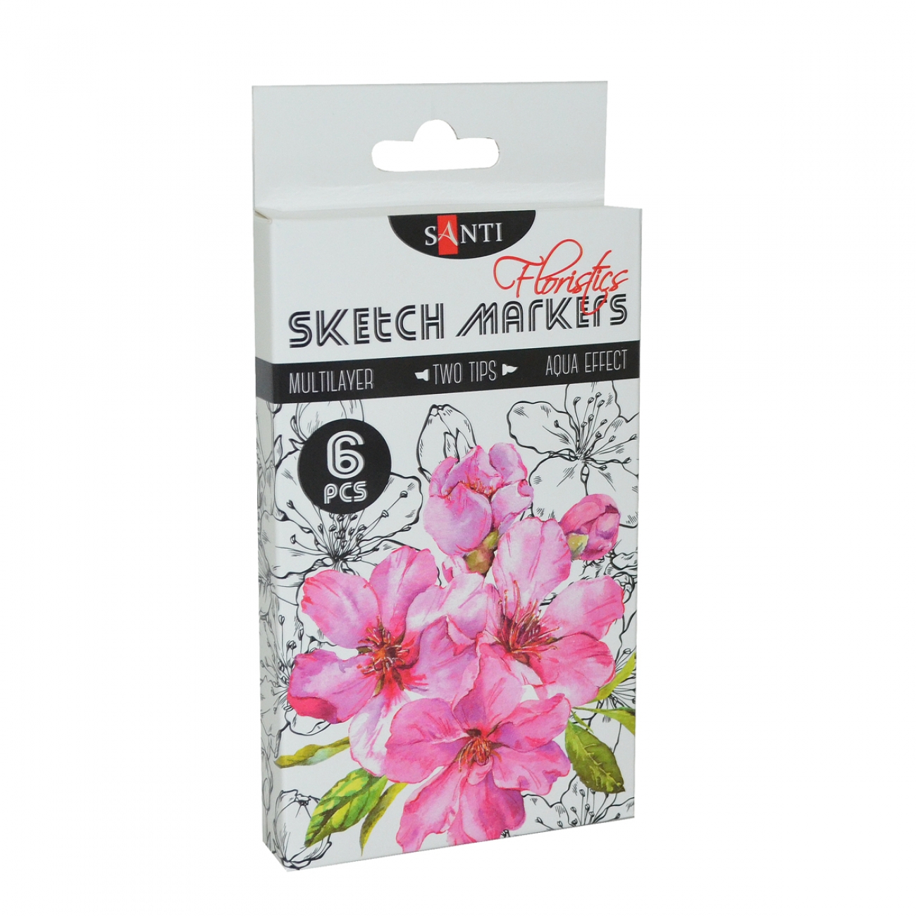 Two-page set. markers "SANTI sketch" /390569/ "Floristics" 6 pcs/pack, 3/4.7 mm (1/14)