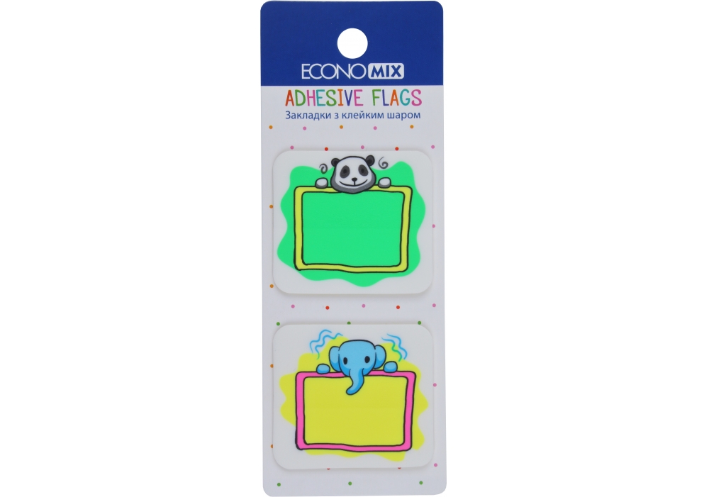 Index registers "Economix" /E20966-01/ PLASTIC, 40x45 mm, Panda, 40 pcs., assorted (1/48/1152)