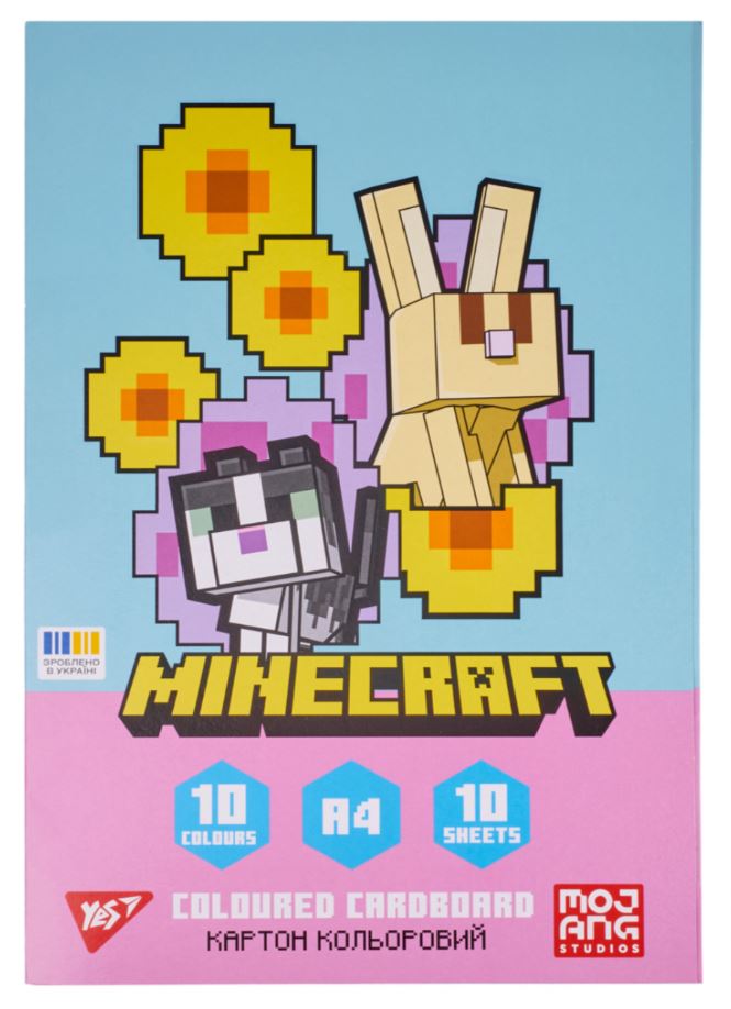 Colored cardboard A4/10 sheets "YES" /955459/ "Minecraft.Spring" one-sided, folder (1/25)