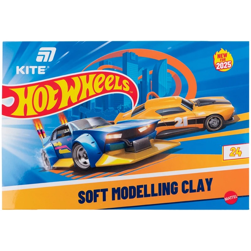 Пластилін восковий "Kite" /HW25-089/  24 кольори, 480 г. Hot Wheels (1/24)