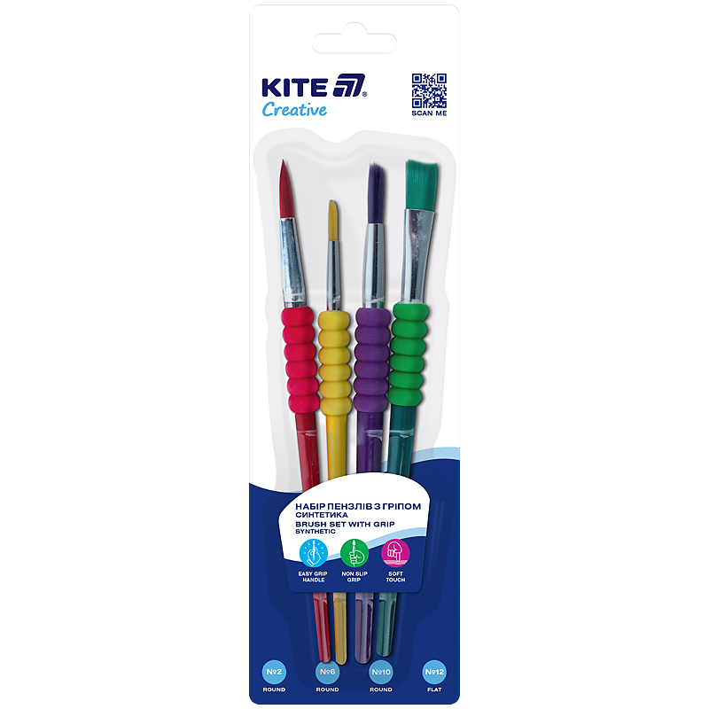 Set of brushes "Kite" /K-334-1/ 4pcs with handle synthetics Classic (1/12)