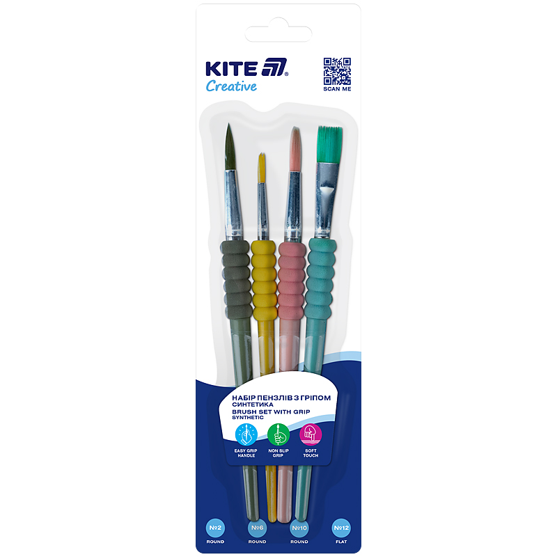 Set of brushes "Kite" /K-334-2/ 4pcs with handle synthetics Classic (1/12)