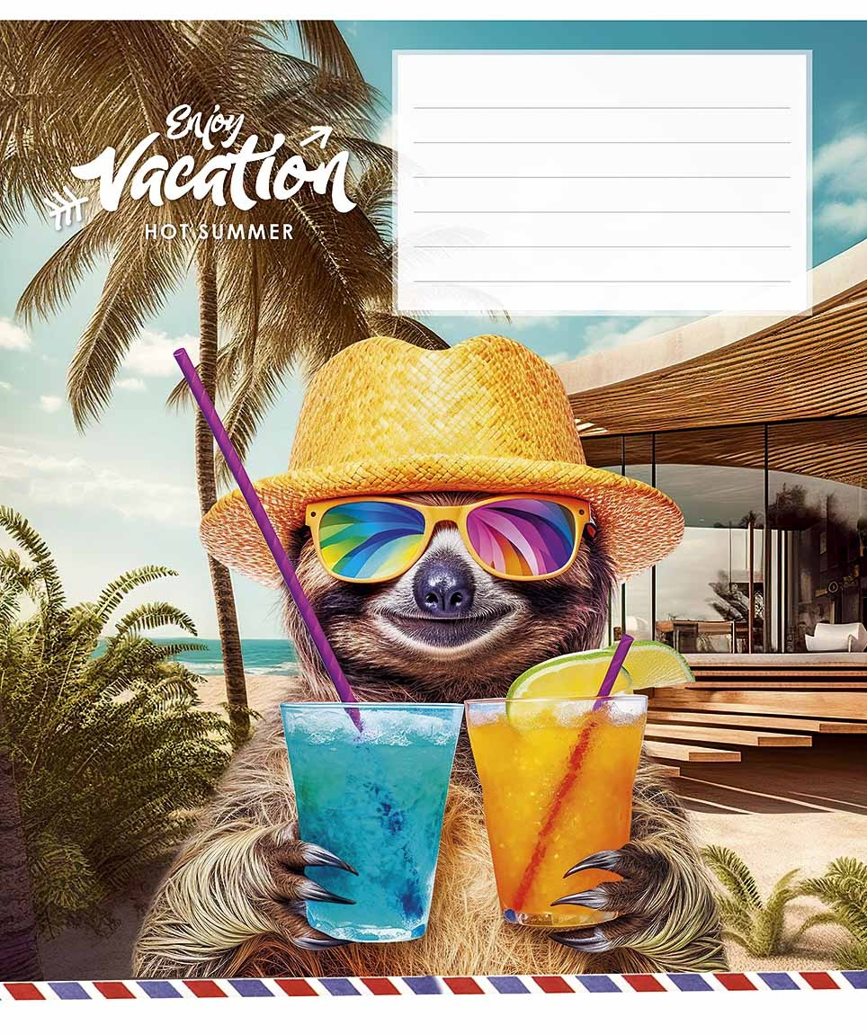 Student's notebook "Skolyarik" 12 sheets # /3318K/ "Cool vacation" VD-lacquer (night) (30/300)