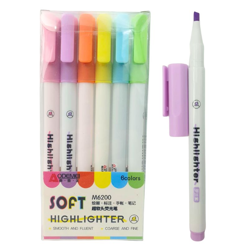 A set of text markers "AODEMEI" /M6200/ 6 pcs. (1/24/480)