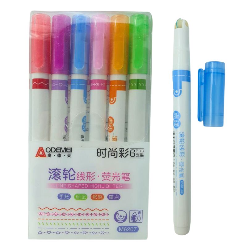 Set of text markers "AODEMEI" /M6207/ thin, curly, 6 pcs. (1/24/384)