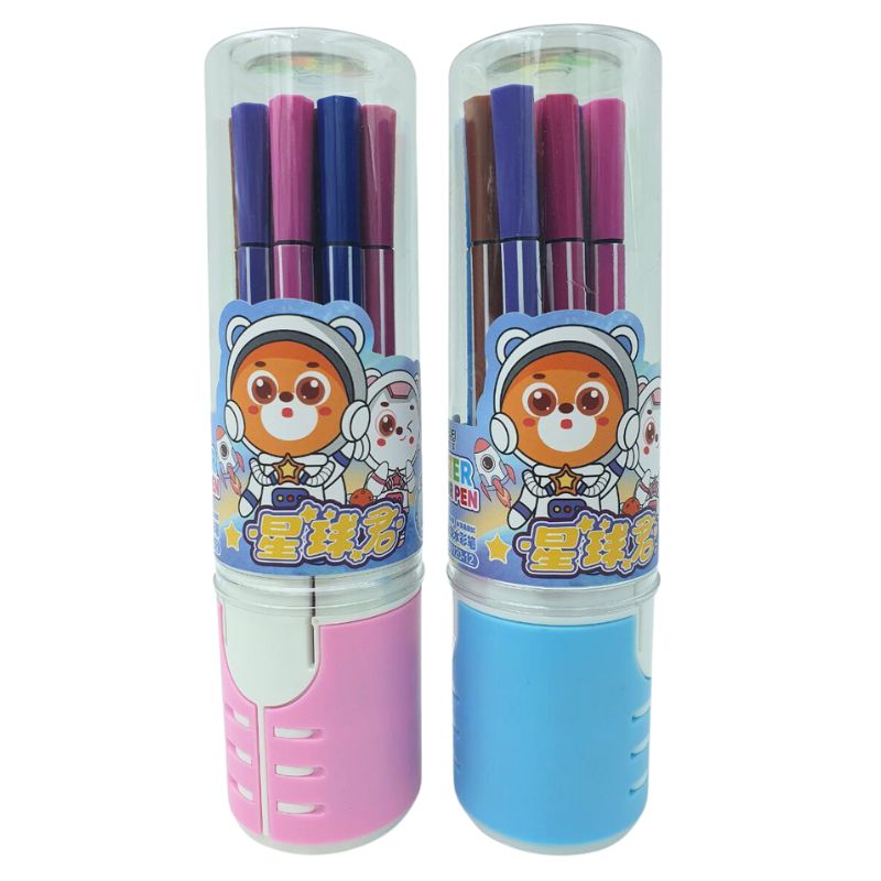 Felt-tip pens "AODEMEI" 12 pcs. /6120-12/ "Bear" in a jar (1/36/144)