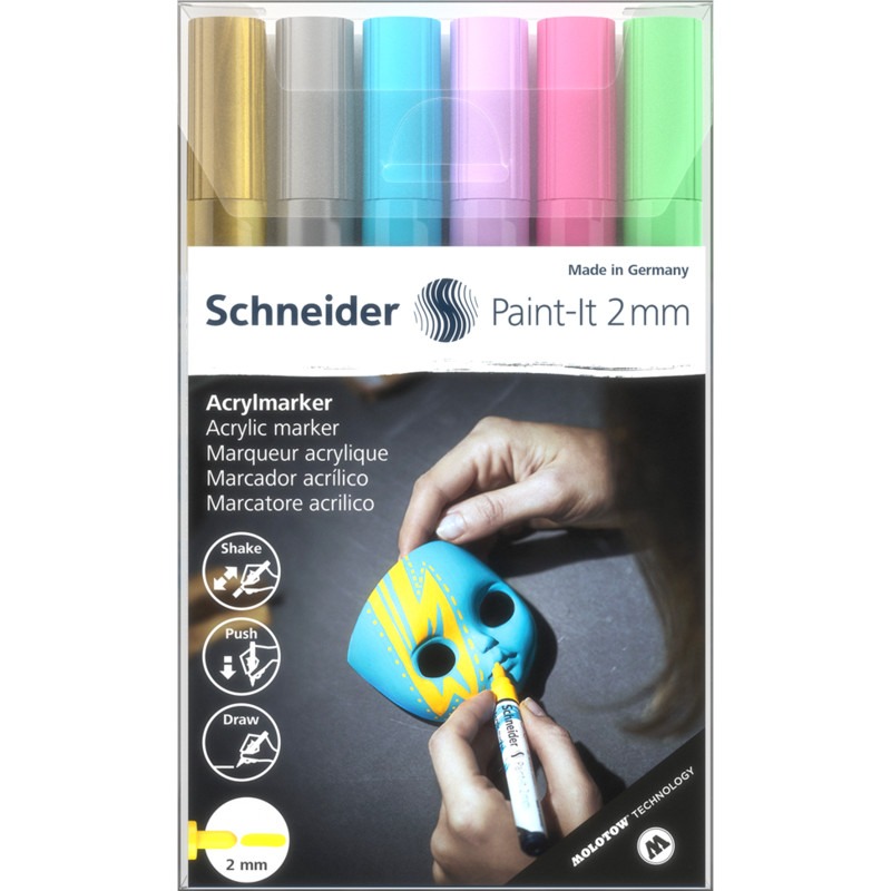 Set of markers 6 pcs. "SCHNEIDER" /S120196/ acrylic Paint-it 310 2mm Wallet Set2 (1/10/330)