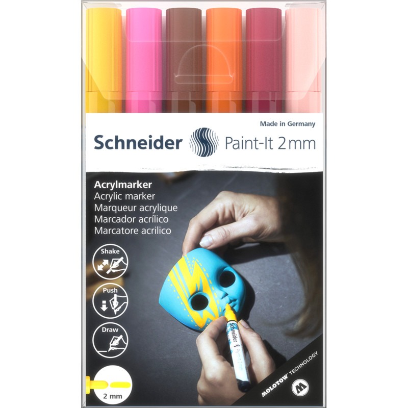 Set of markers 6 pcs. "SCHNEIDER" /S120197/ acrylic Paint-it 310 2mm Wallet Set3 (1/10/330)