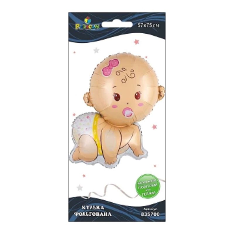 Foil ball "Pelican" /835700/ baby girl with pacifier, 75 cm (1/10)