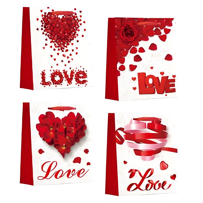 Пакет подарунковий "Unison" /DV-2119 М/ "Love" , 4 диз., 210г, 26*32*10см (12) гліттер