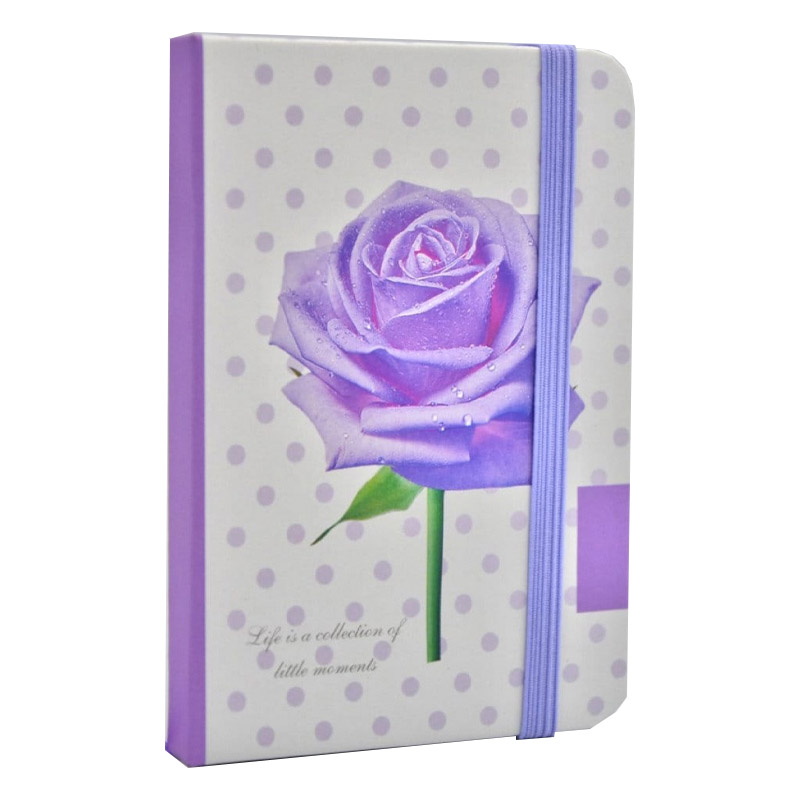 Notebook with rubber band /3781-31L/ "Rose - peas" 80 sheets. 7.5*10.5 cm. number torus. ## 4 col.  (1/24/192)