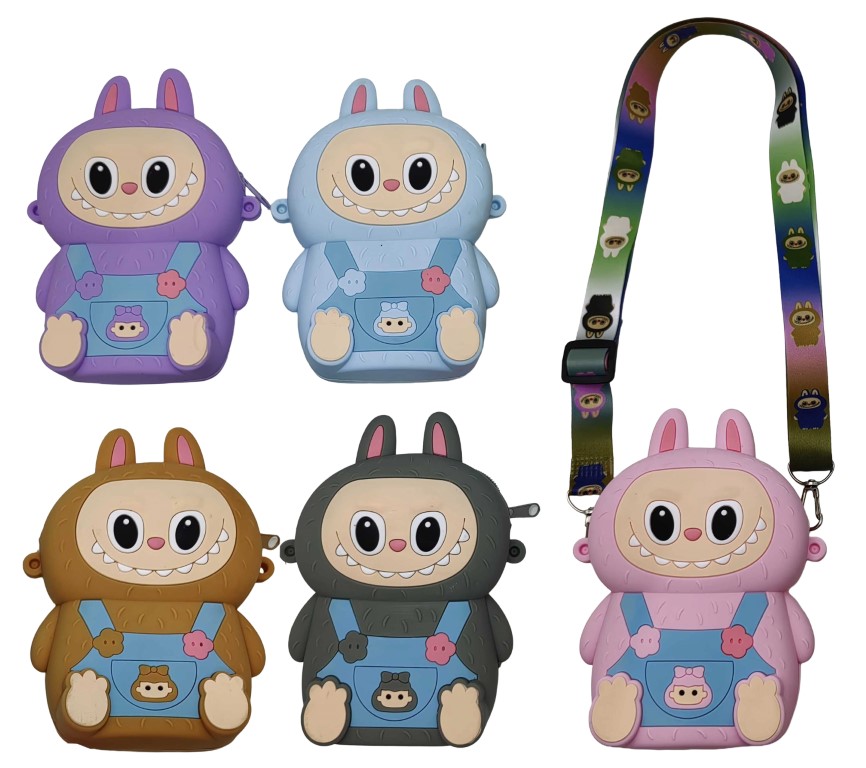 Bag /812-19-B/ silicone "Labubu Labubu" with a long handle 15*10cm (1/12)