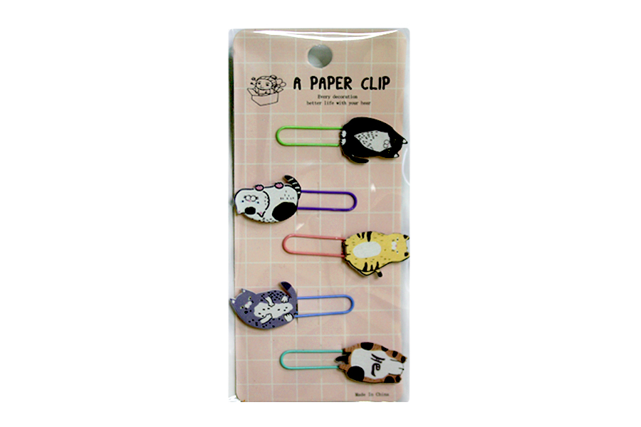 Bookmark-clip "WB" /13556/ with wooden decor 5 pcs. "Cats" (1/12)