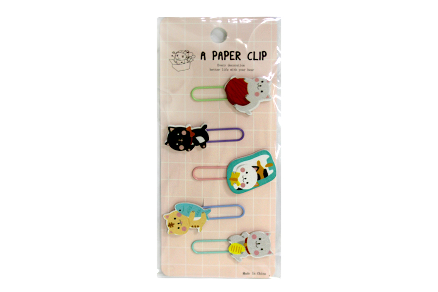 Bookmark-clip "WB" /13558/ with wooden decor 5 pcs. "Cats" (1/12)