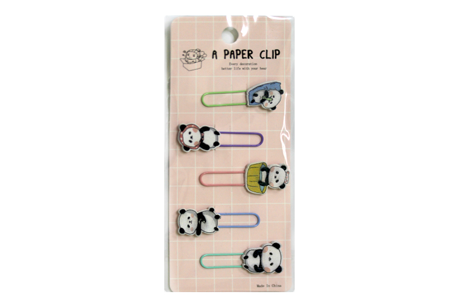 Bookmark-clip "WB" /13553/ with wooden decor 5 pcs. "Pandas" (1/12)