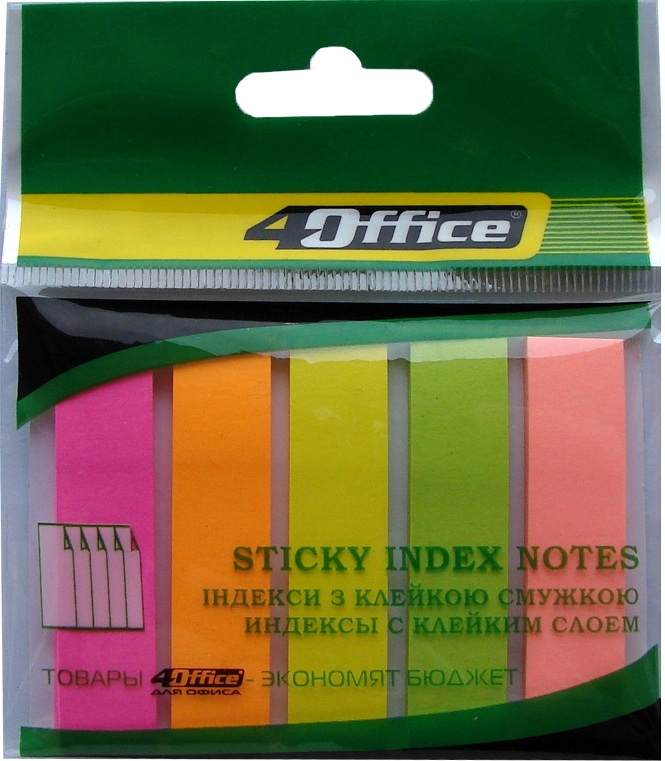 Index registers "4OFFICE" /4-428/ PAPER. 50*12 mm, NEON, rectangular (5 colors*30 sheets) (1/50)