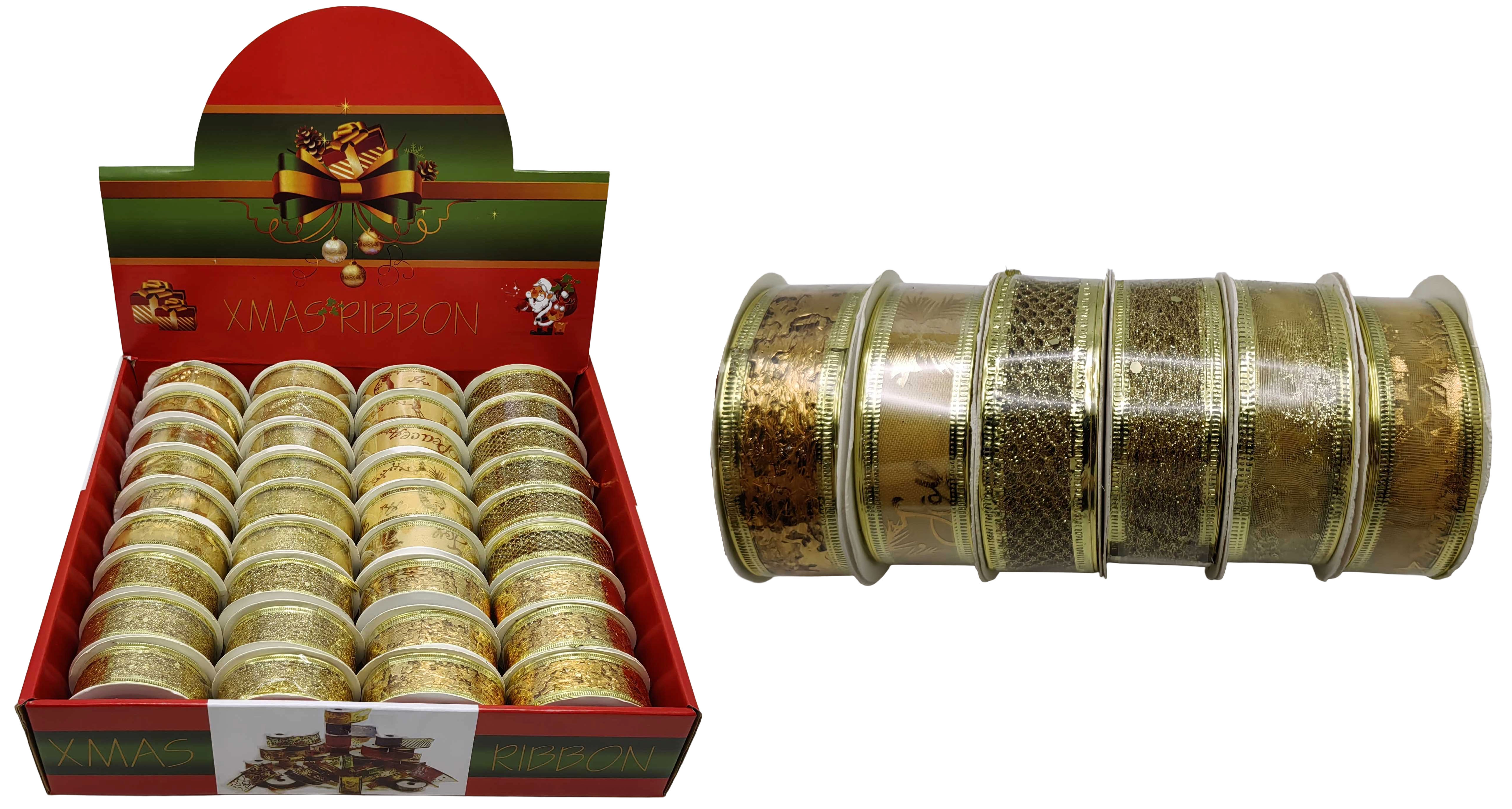 Gift wrapping tape /20-2513/ "Gold" 25mm*3m, mix (36)
