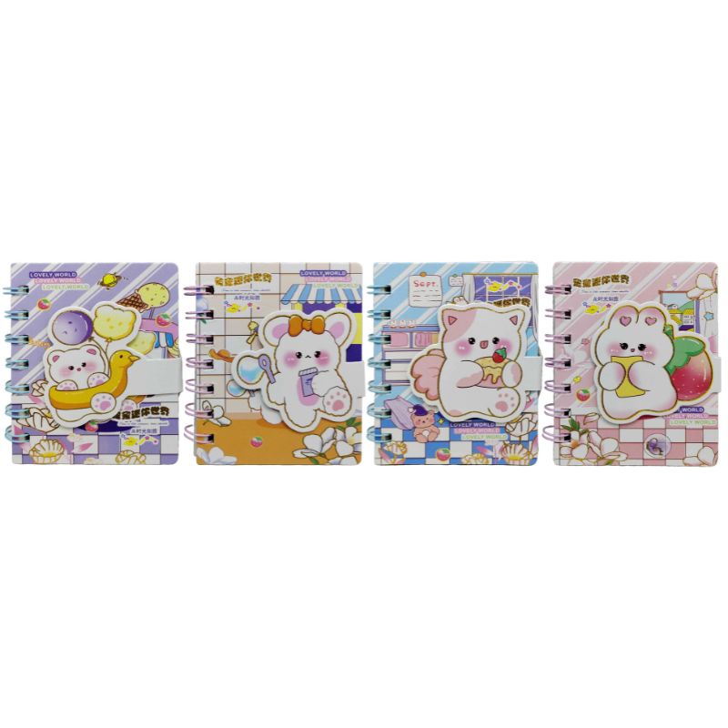 Notebook 8.2*10.5 cm/80 sheets /66100-2/ on a spiral "Animals" (1/24)