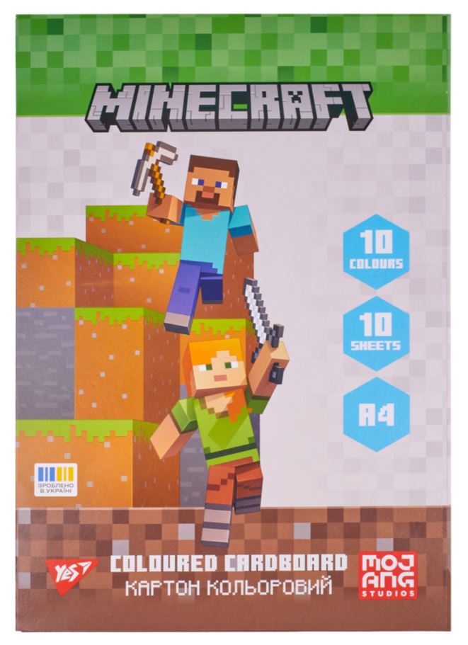 Colored cardboard A4/10 sheets "YES" /955455/ "Minecraft" one-sided, folder (1/25)