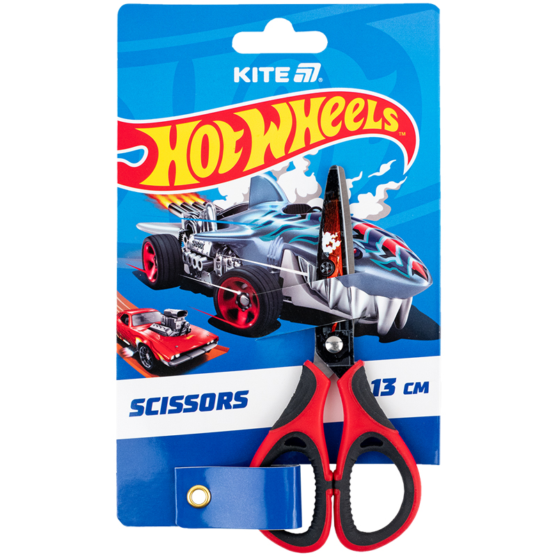 Ножиці дитячі "Kite" /HW25-148/  з гум. вставками, малюнок на лезах, 13см Hot Wheels (1/12)