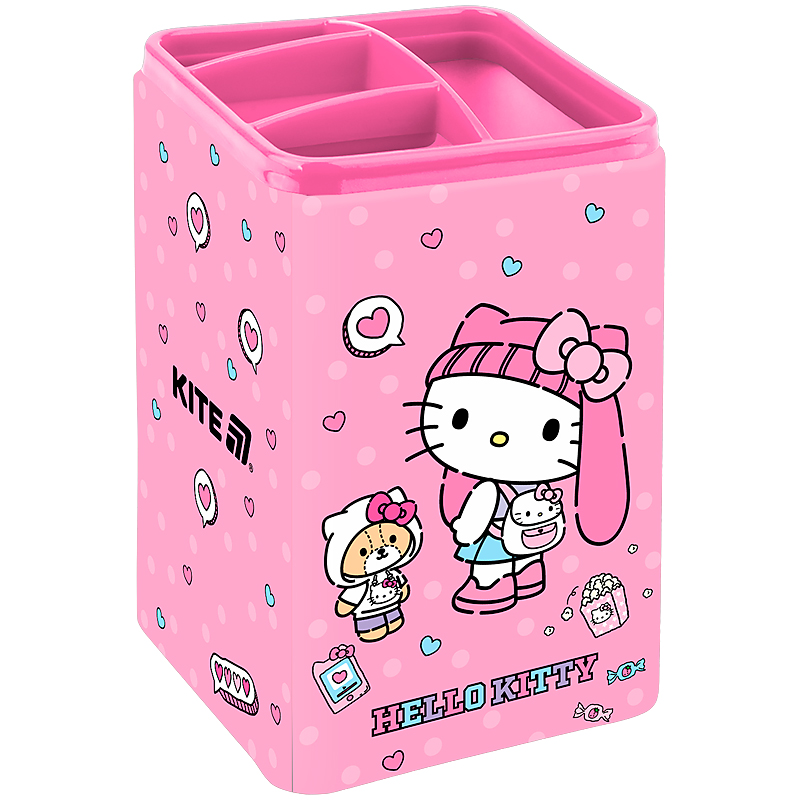 Стакан-підставка для ручок "Kite" /HK25-105-1/ Hello Kitty квадратний  (1/12)