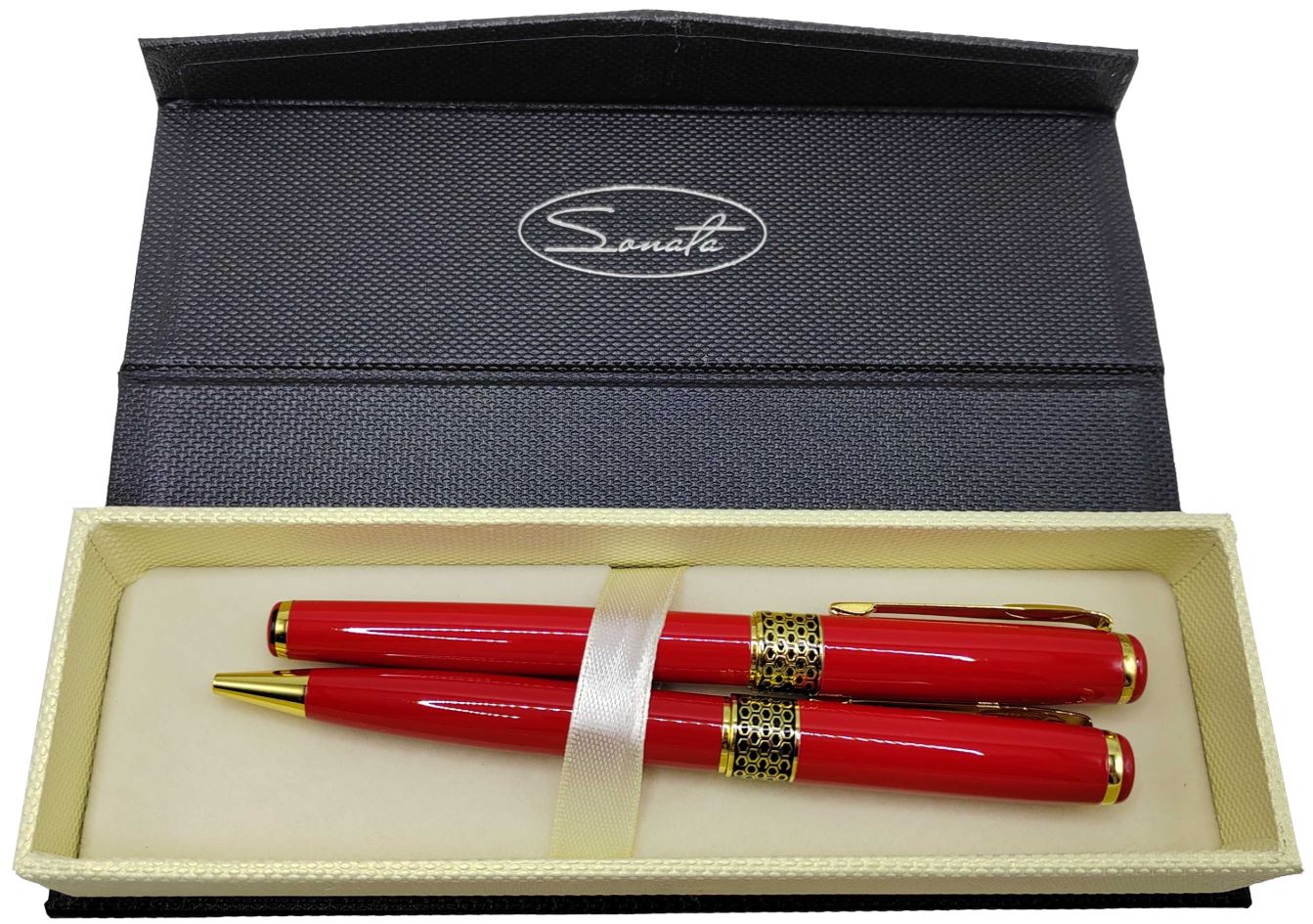 Gift pen 2 pcs. "Sonata" /BR-68-1/ ball + roller Red/Gold.