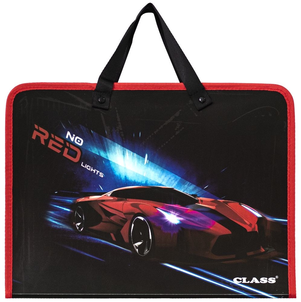 Folder with handles 35*25.5*4.5cm "CLASS" /5631-25C/ "RED CAR" 600 micron PP (1/60)