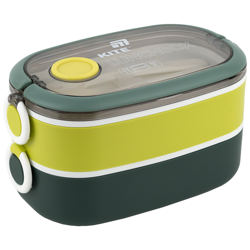 Lunch box double with filling "Kite" /K25-1181-3/ 1600 ml, green (1/24)