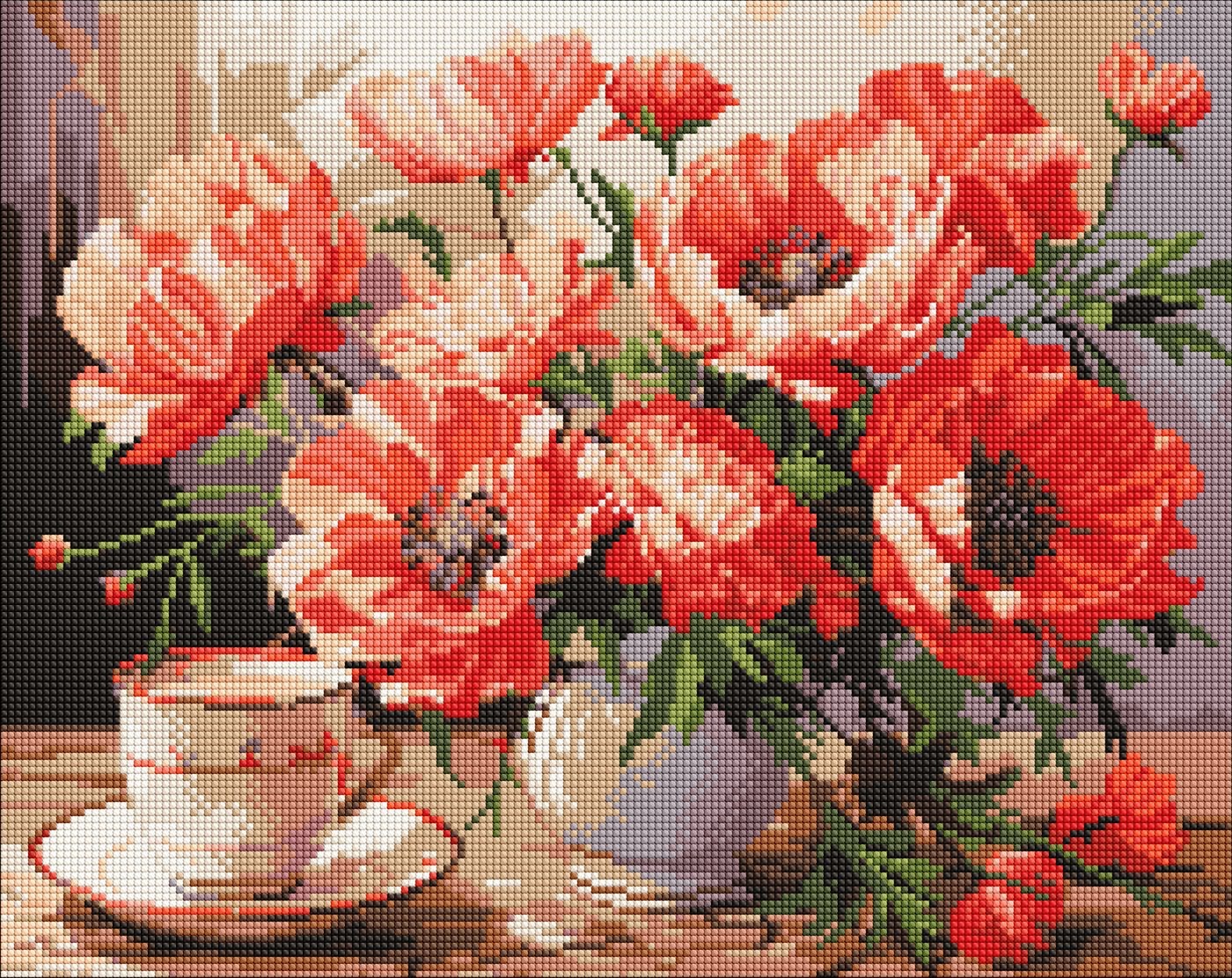 Diamond mosaic "Ideyka" /AMO7988/ "Bouquet with poppies" 40x50cm