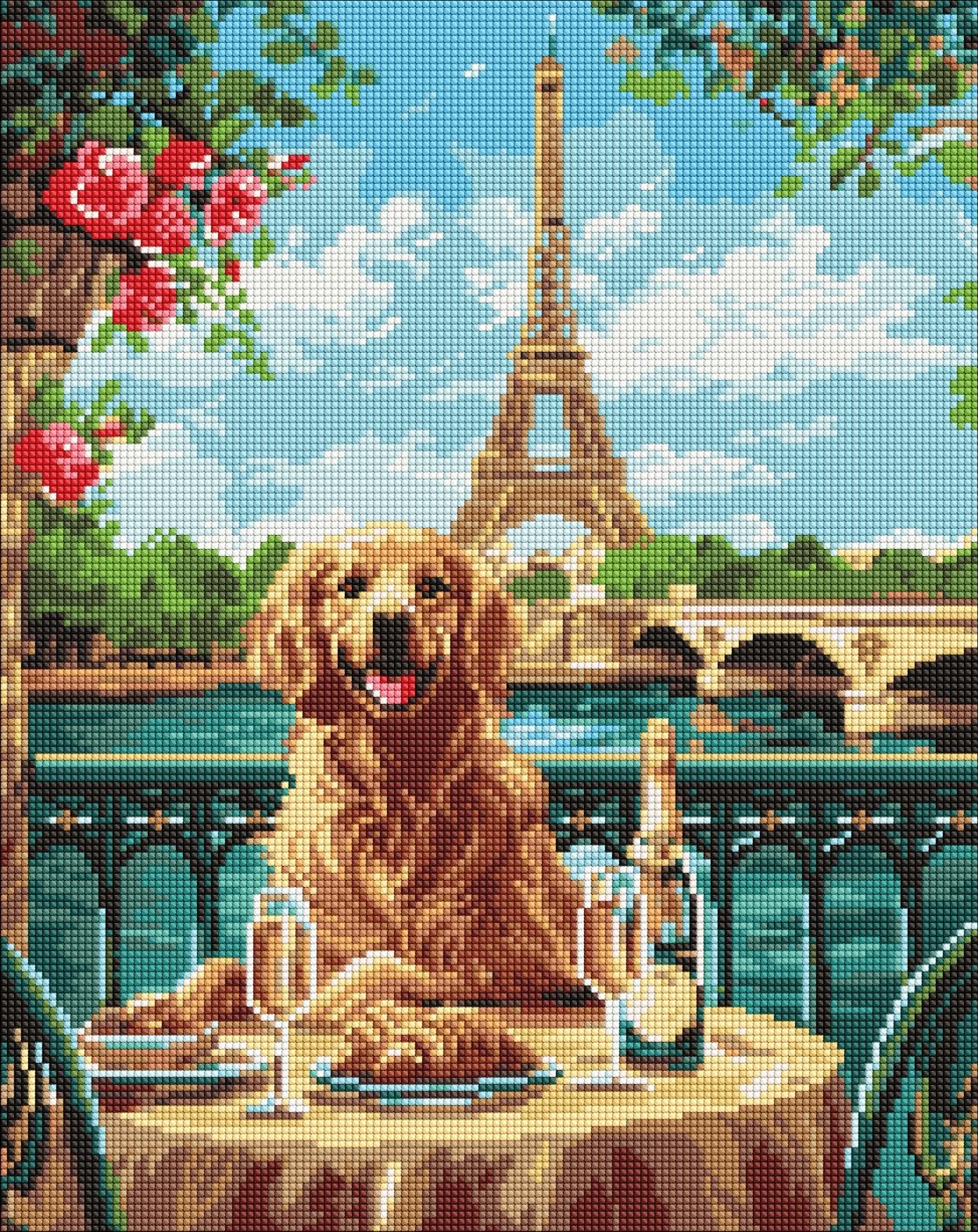 Diamond mosaic "Ideyka" /AMO8054/ "Retriever in Paris" 40x50cm