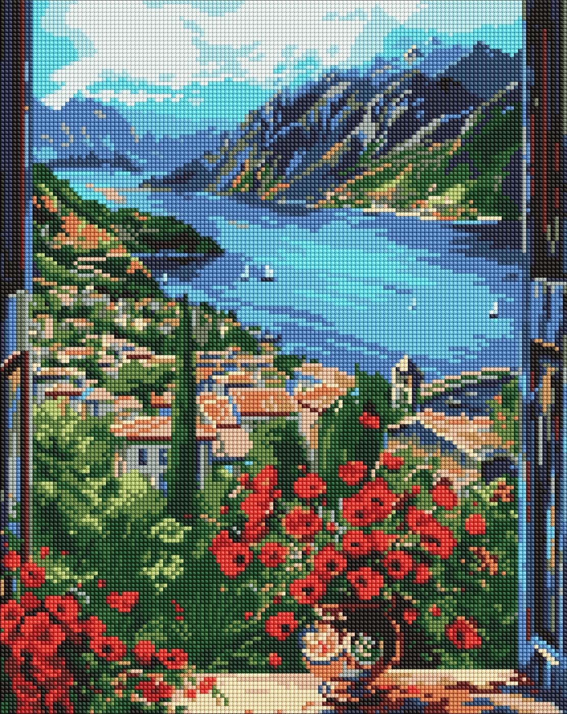 Diamond mosaic "Ideyka" /AMO8095/ "Wharf in the mountains" 40x50cm