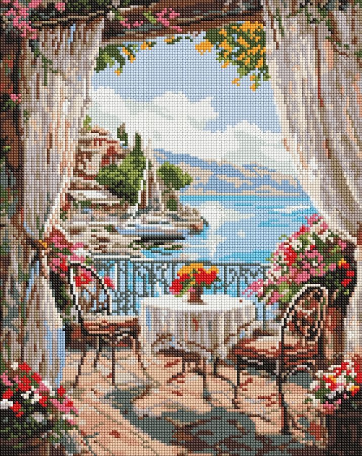 Diamond mosaic "Ideyka" /AMO8179/ "Summer terrace" 40x50cm