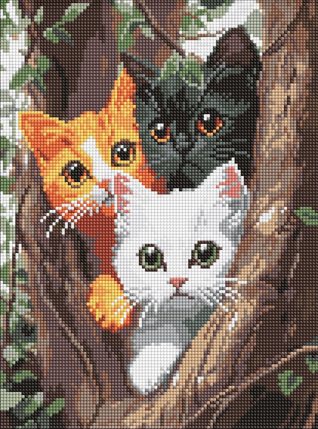 Diamond mosaic "Ideyka" /AMO8299/ "Cats on a tree" 30x40cm