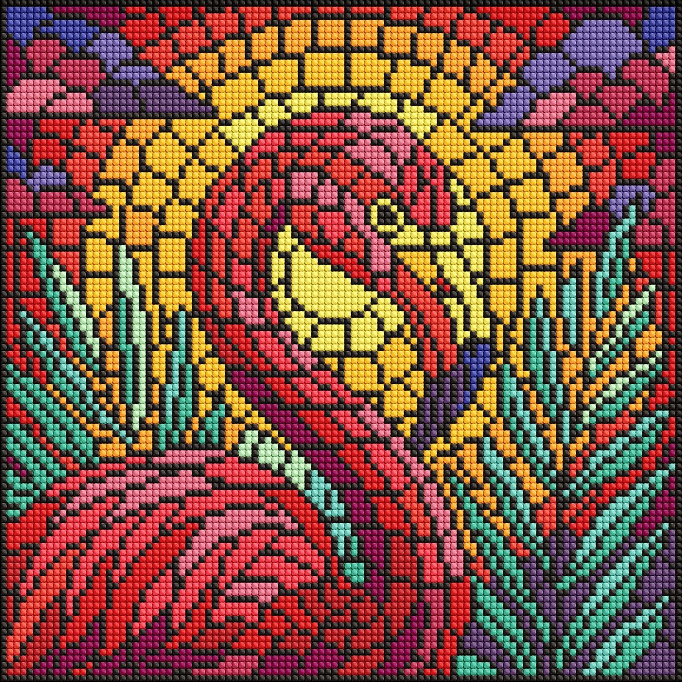 Diamond mosaic "Ideyka" /AMO8318/ "Stained glass. Flamingo" 30x30cm