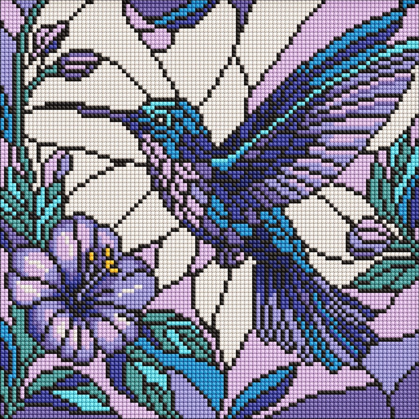 Diamond mosaic "Ideyka" /AMO8319/ "Stained glass. Hummingbird" 30x30cm