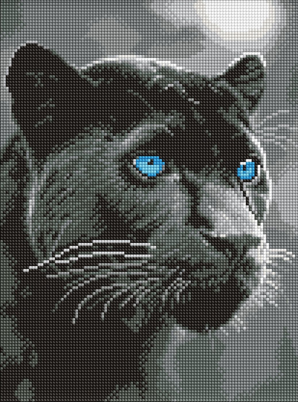 Diamond mosaic "Ideyka" /AMO8347/ "View of a panther" 30x40cm