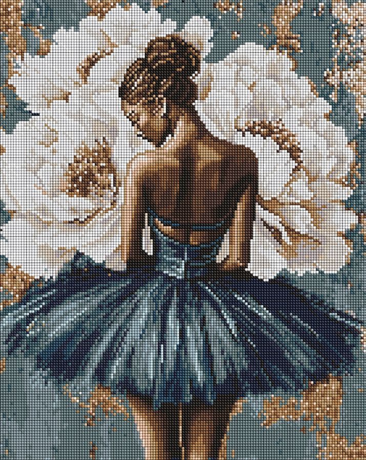 Diamond mosaic "Ideyka" /AMO8352/ "Ballerina with white peonies" 40x50cm