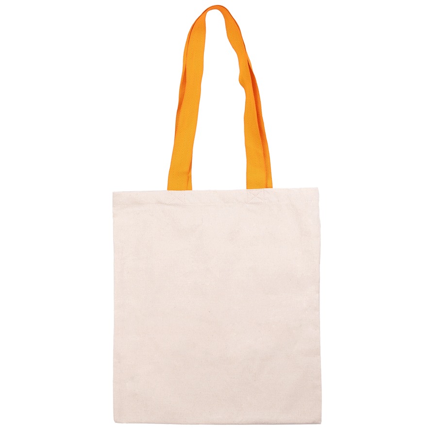 Shopping bag 38*42cm "ROSA Talent" /389/ unbleached cotton, orange-yellow handle 70cm, 220 g/m2