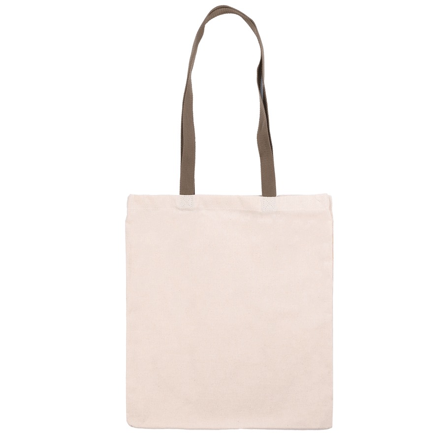 Shopping bag 38*42cm "ROSA Talent" /396/ unbleached cotton, khaki handle 70cm, 220 g/m2