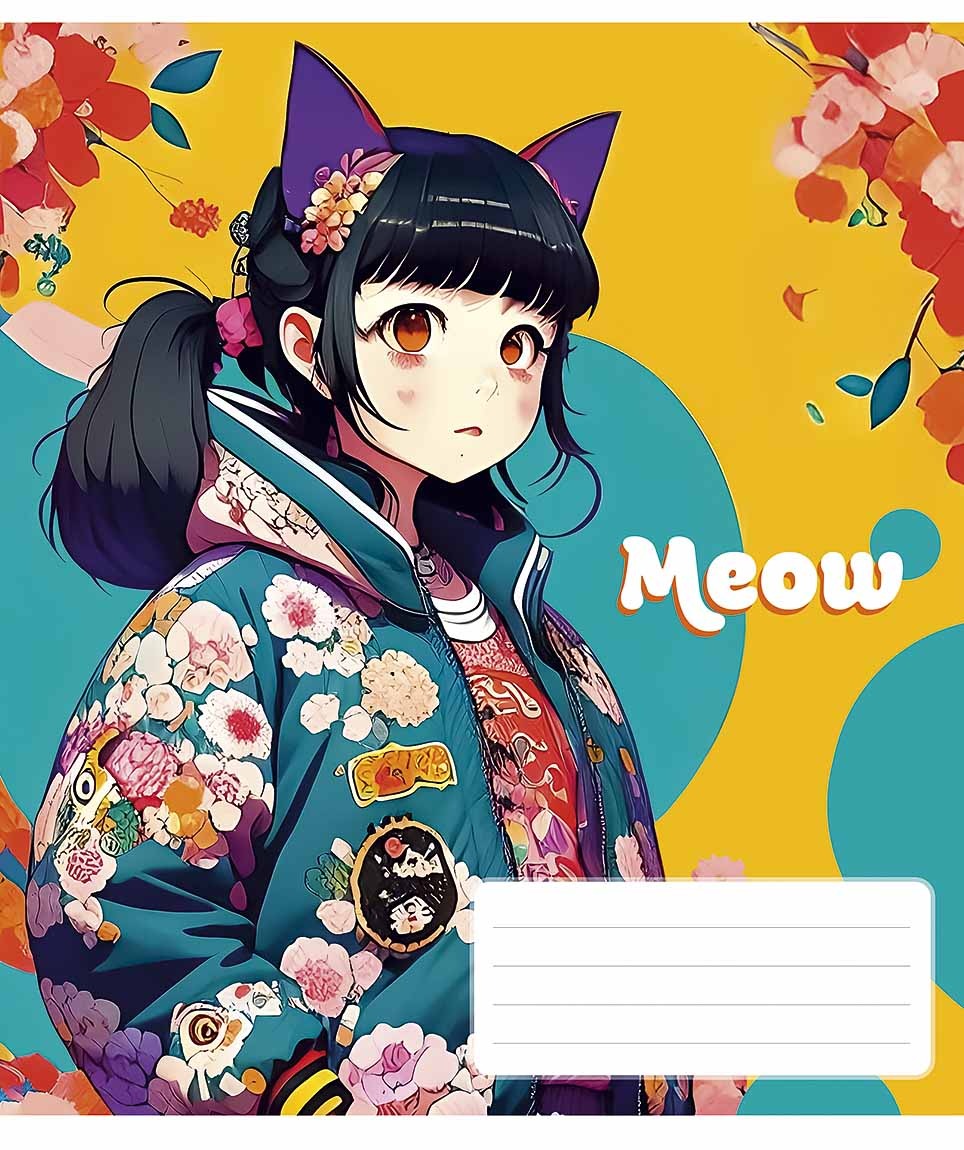Student's notebook "Star" 48 sheets # /3302K/ "Kawaii" varnish (girl) (10/100)