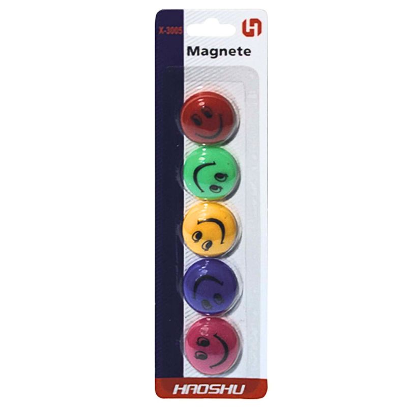 Magnets "WB" /13175(X-3005)/ "Smilies" colored d=3cm, 5pcs (1/600)