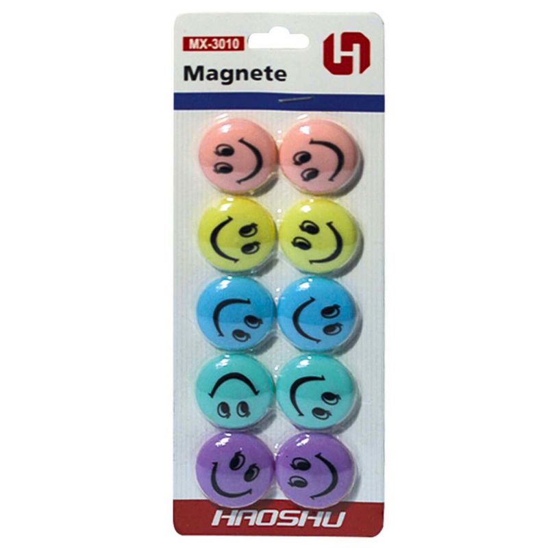 Magnets "WB" /13173(X3010)/ "Smilies" pastel colors d=3cm, 10 pcs (1/100)