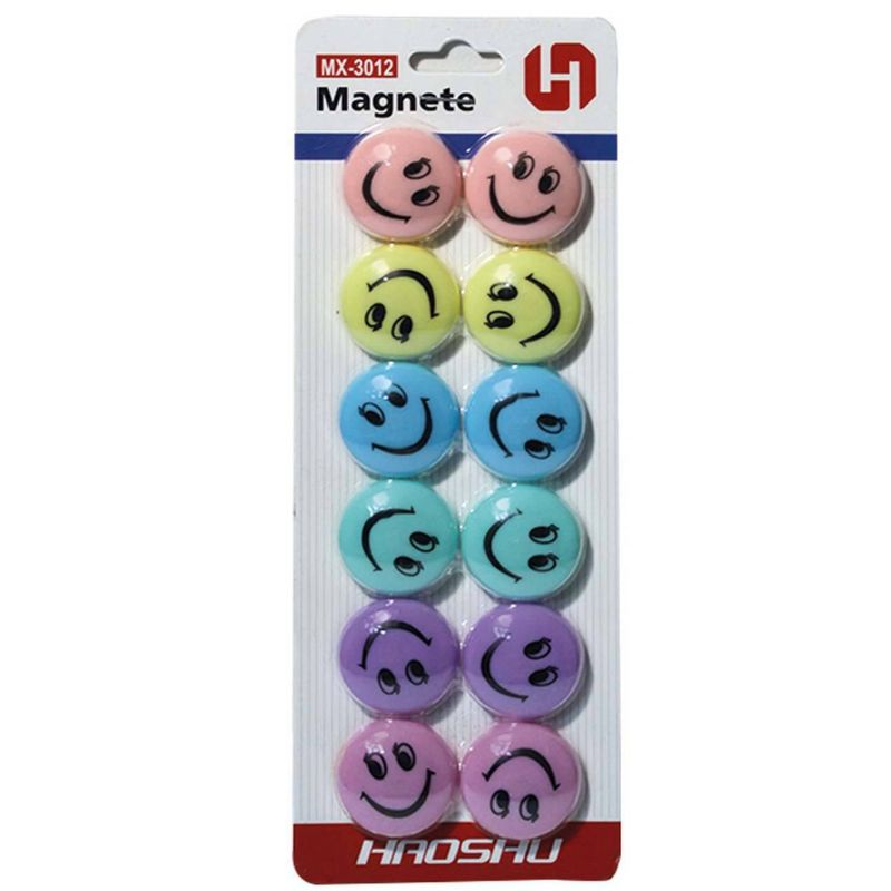 Magnets "WB" /13174(X3012)/ "Smilies" pastel colors d=3cm, 12 pcs (1/100)