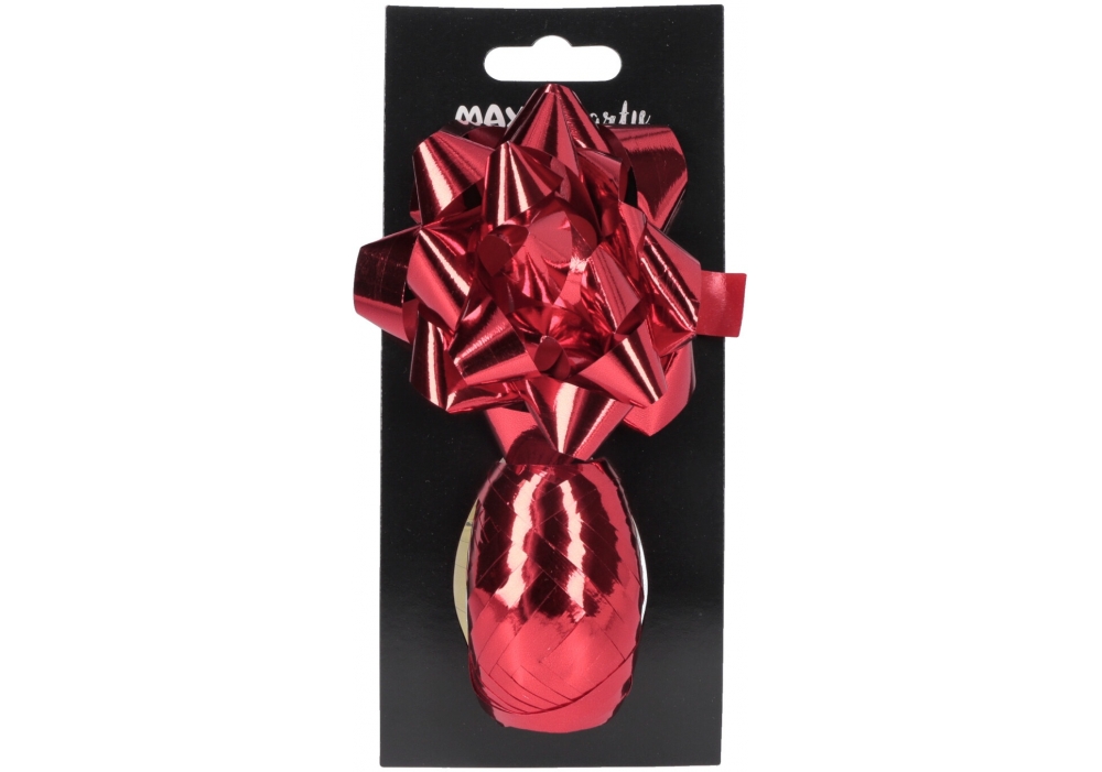 Ribbon and bow for gift wrapping "Maxi" /SB003-SP-Red/ red, bow d:8.89cm, ribbon 10m (1/24/144)