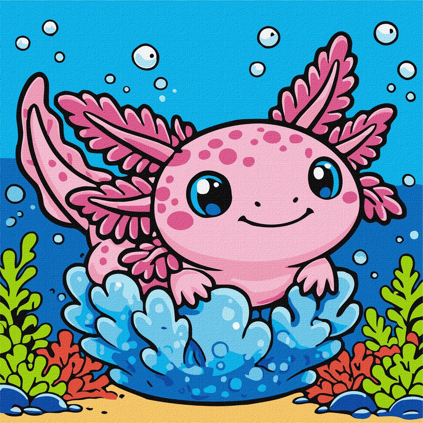 Painting by numbers "Ideyka" /KHO1348/ "Joyful axolotl" 25*25cm