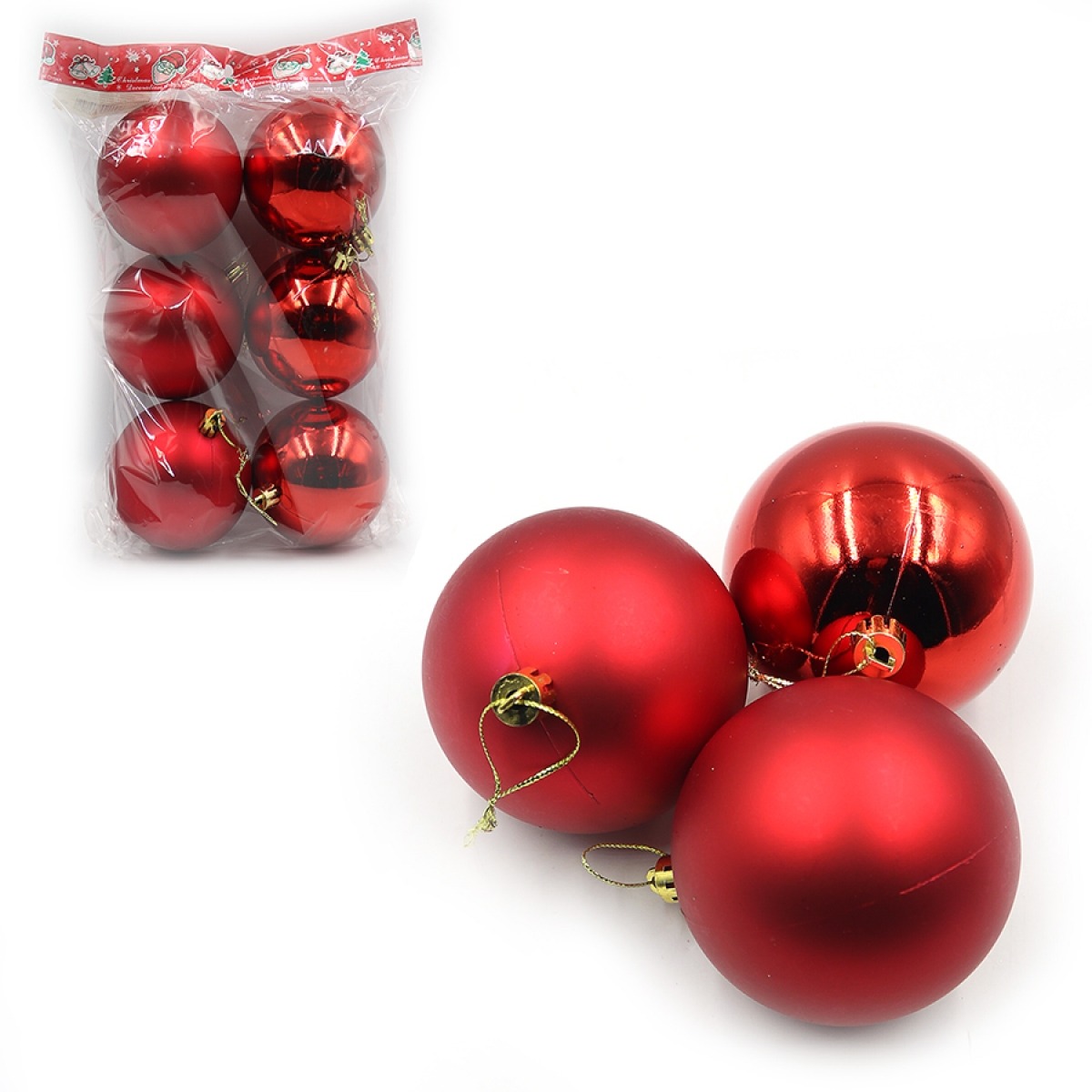 Set of Christmas balls "JO" /DSCN1336/ red "Red" 6cm 6pcs. (1/200)