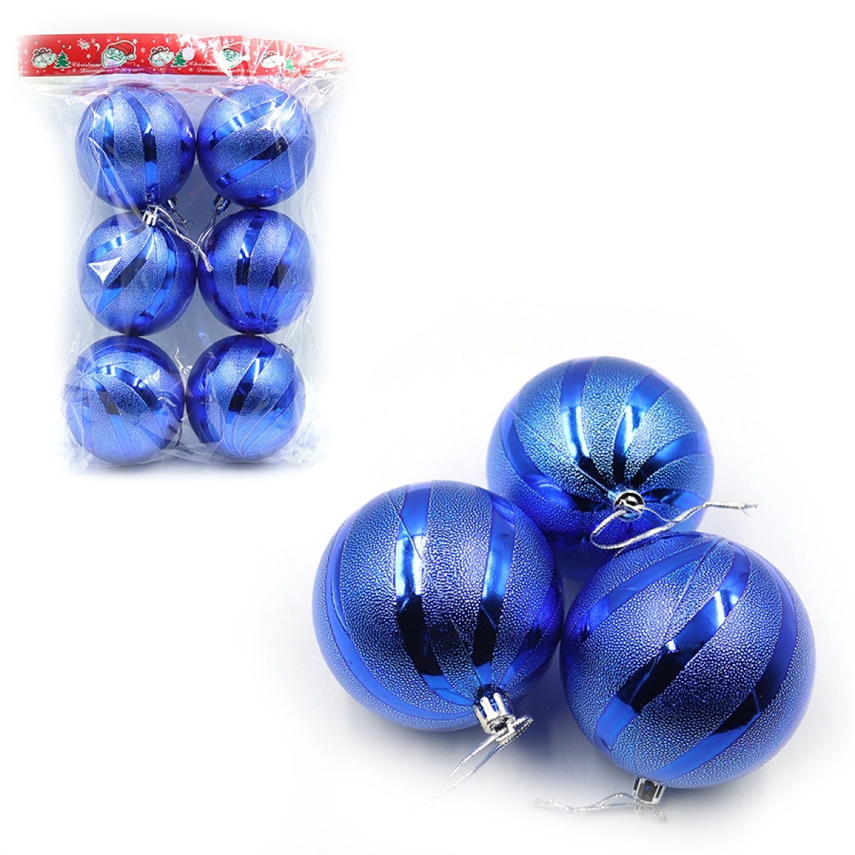 Set of Christmas balls "JO" /DSCN1341-8/ "Christmas" 8cm, 6 pcs. (1/64)