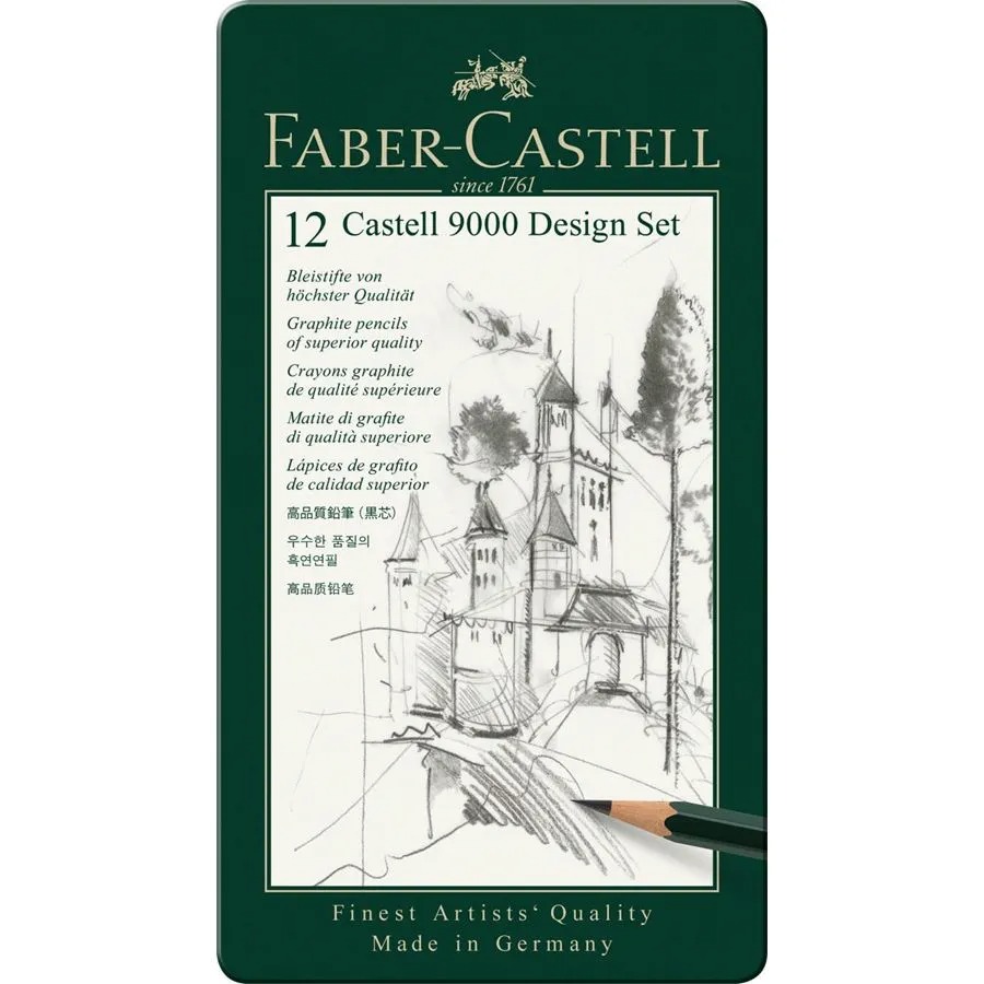 Набір графітних олівців "Faber-Castell" /119064/ 12 шт. 5Н-5В у металевій коробці (1/5)